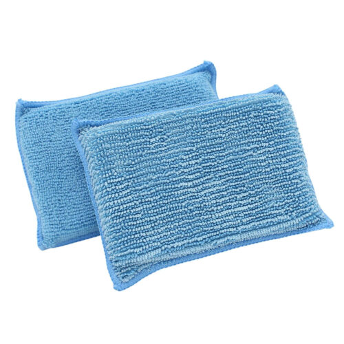 Non-scratch blue microfiber cleaning sponge