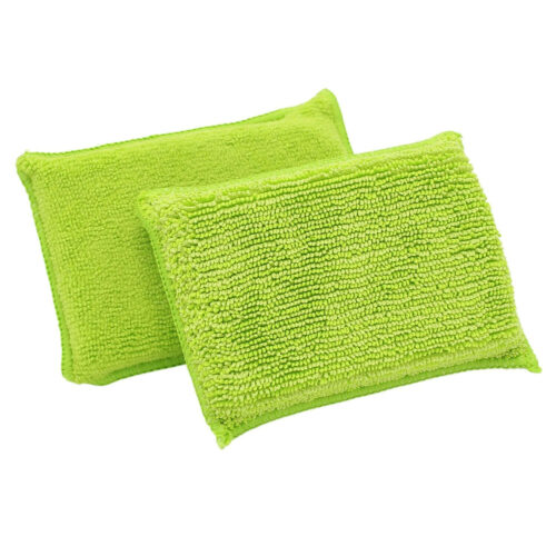 Green premium microfiber cleaning sponge 14x9 cm