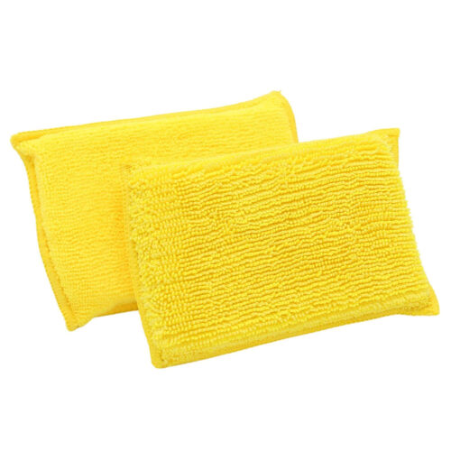 Yellow microfiber cleaning sponge size 14 x 9 cm
