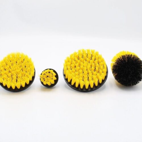 Drill brush scrubber set of 4 with yellow hard fibers