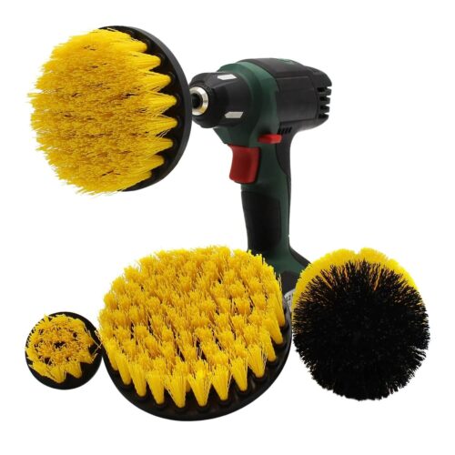 Drill brush set of 4 with yellow hard fibers